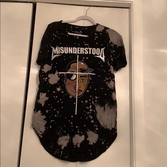 Bleached Misunderstood Tupac/Biggie Drop down tee - Picture 1 of 3